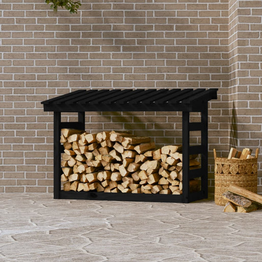 vidaXL Firewood Rack Black 108x64.5x78 cm Solid Wood Pine