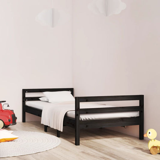 vidaXL Bed Frame Black 80x200 cm Solid Wood Pine