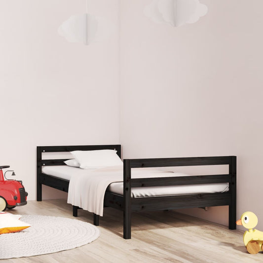vidaXL Bed Frame Black 90x190 cm 3FT Single Solid Wood Pine