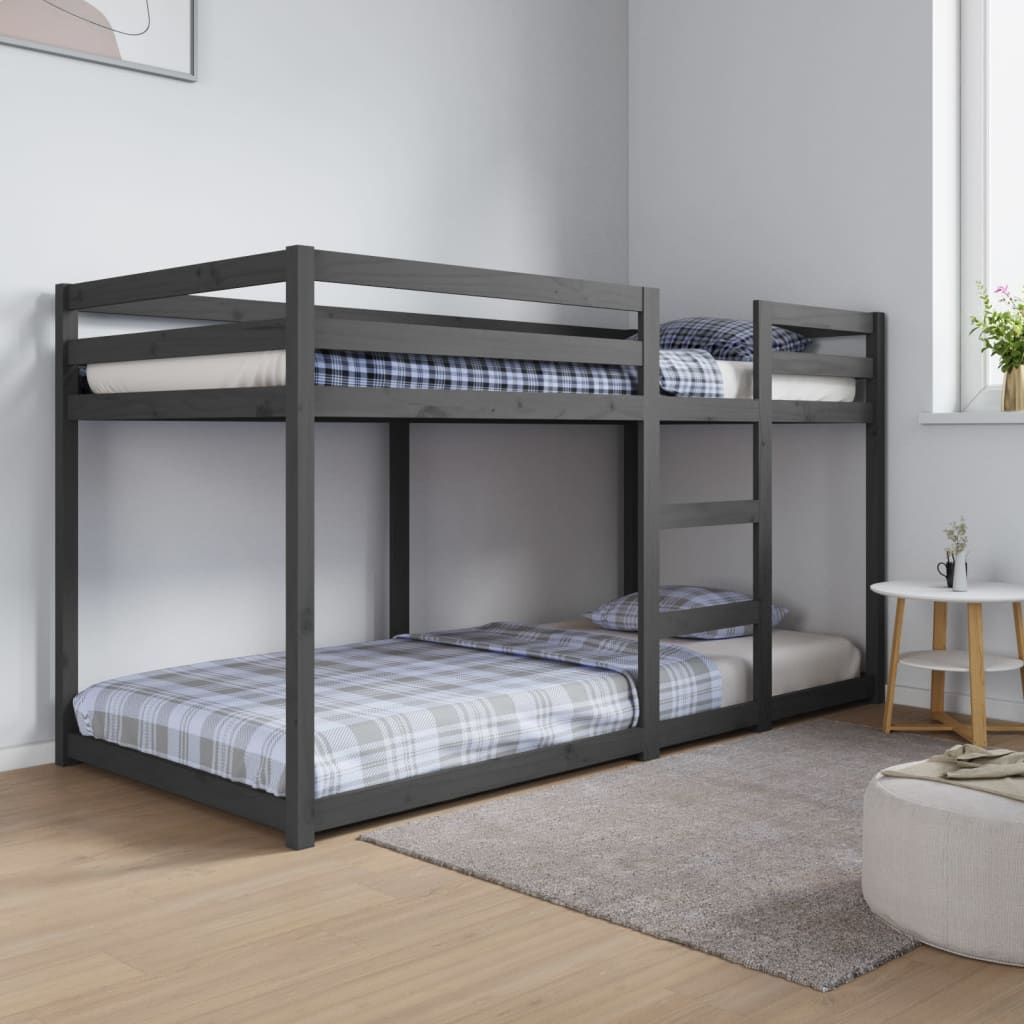 vidaXL Bunk Bed Grey 90x200 cm Solid Wood Pine
