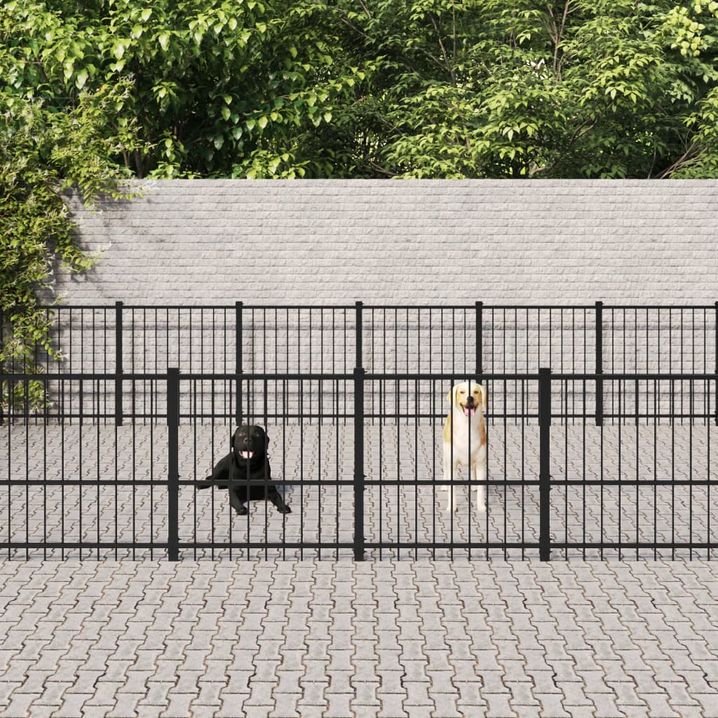 vidaXL Outdoor Dog Kennel Steel 32.93 mŒ_
