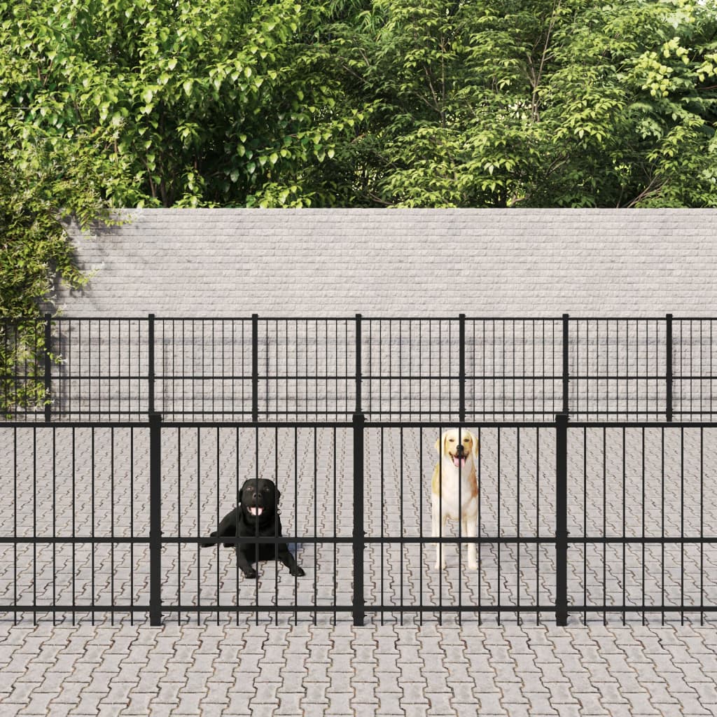 vidaXL Outdoor Dog Kennel Steel 84.68 mŒ_