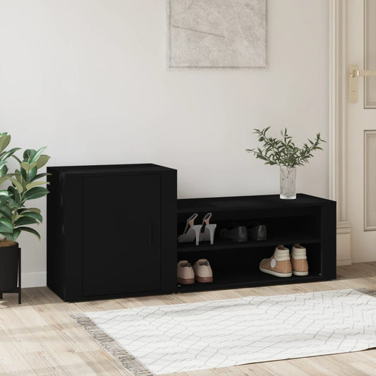 vidaXL Shoe Cabinet Black 130x35x54 cm Engineered Wood