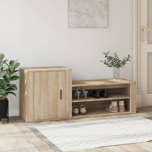 vidaXL Shoe Cabinet Sonoma Oak 130x35x54 cm Engineered Wood