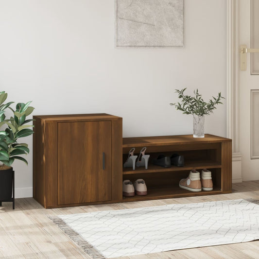 vidaXL Shoe Cabinet Brown Oak 130x35x54 cm Engineered Wood