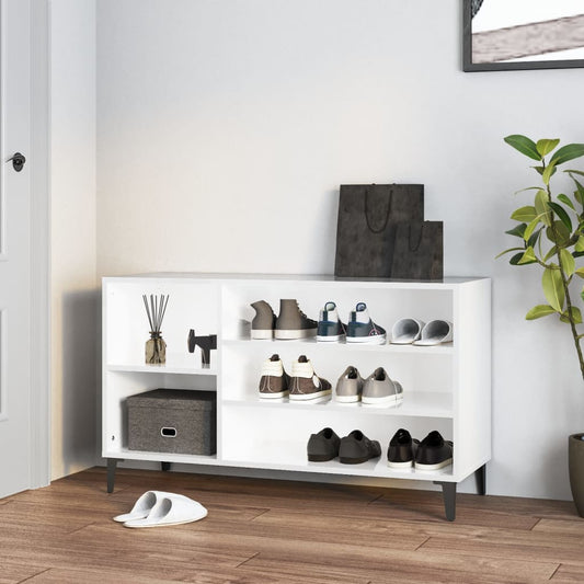 vidaXL Shoe Cabinet High Gloss White 102x36x60 cm Engineered Wood