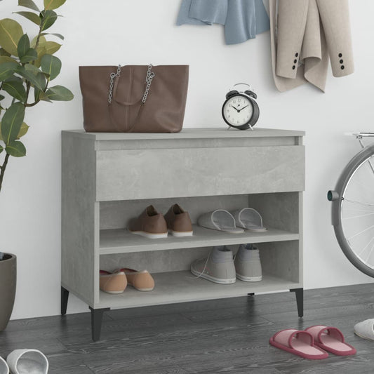 vidaXL Shoe Cabinet Concrete Grey 70x36x60 cm Engineered Wood