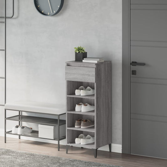 vidaXL Shoe Rack Grey Sonoma 40x36x105 cm Engineered Wood