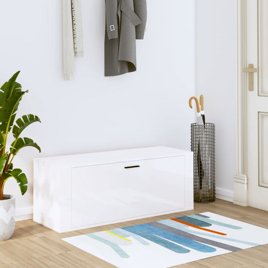 vidaXL Wall Shoe Cabinet High Gloss White 100x35x38 cm Engineered Wood