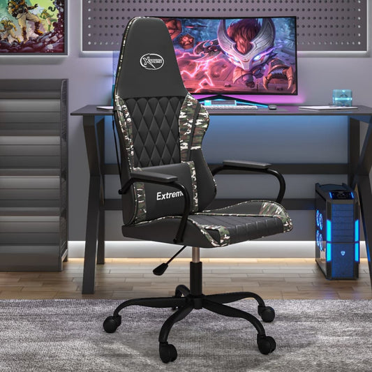 vidaXL Gaming Chair Black and Camouflage Faux Leather