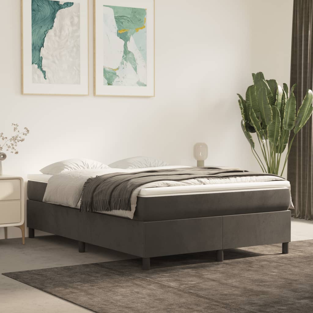 vidaXL Box Spring Bed Frame Dark Grey 135x190 cm Double Velvet