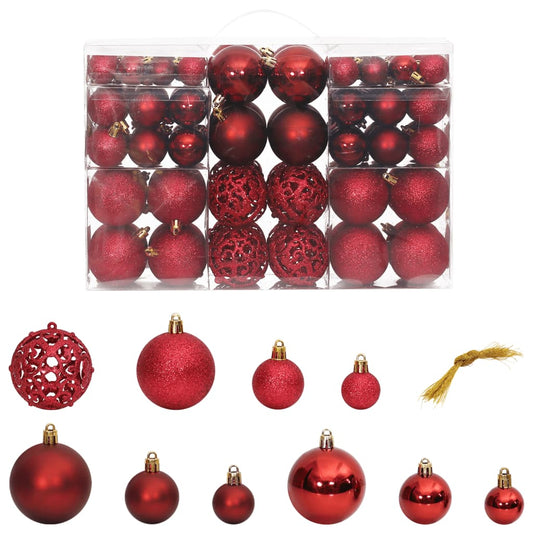vidaXL Christmas Baubles 100 pcs Wine Red 3 / 4 / 6 cm