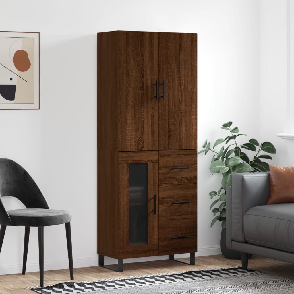 vidaXL Highboard Brown Oak 69.5x34x180 cm Engineered Wood