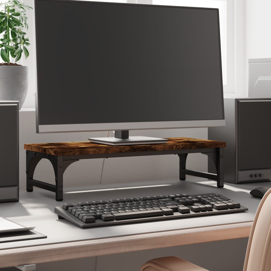 vidaXL Monitor Stand Smoked Oak 55x23x14 cm Engineered Wood