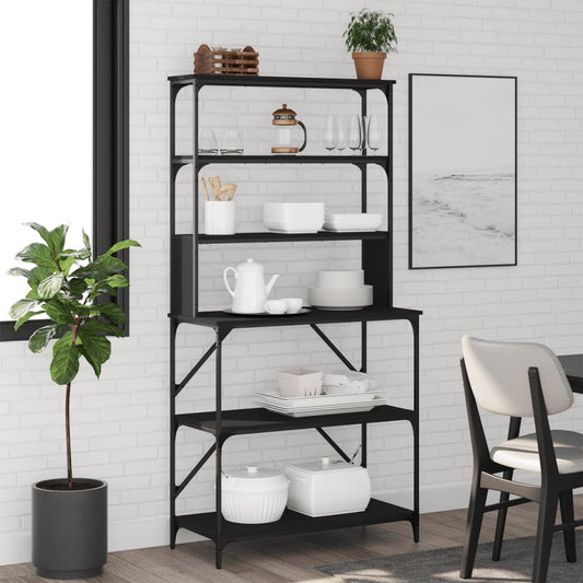 vidaXL Baker's Rack 6-Tier Black 90x40x180 cm Engineered Wood