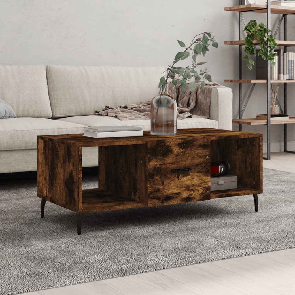 vidaXL Coffee Table Smoked Oak 102x50x40 cm Engineered Wood