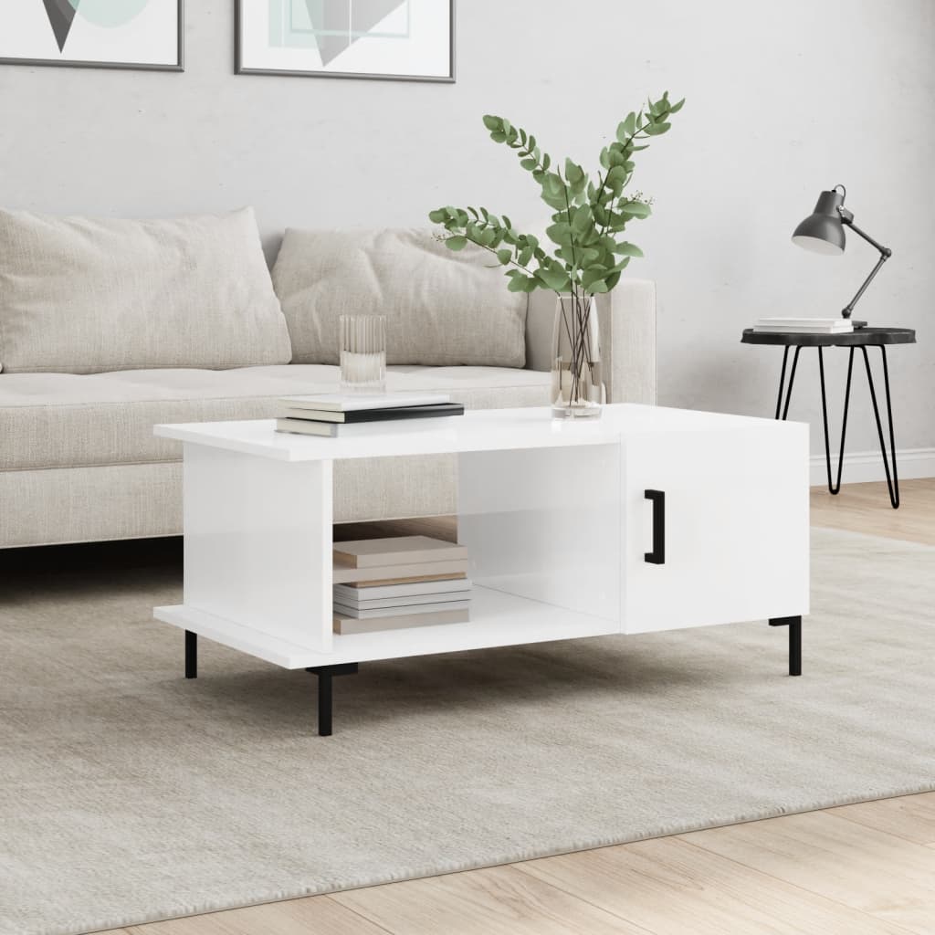 vidaXL Coffee Table High Gloss White 90x50x40 cm Engineered Wood