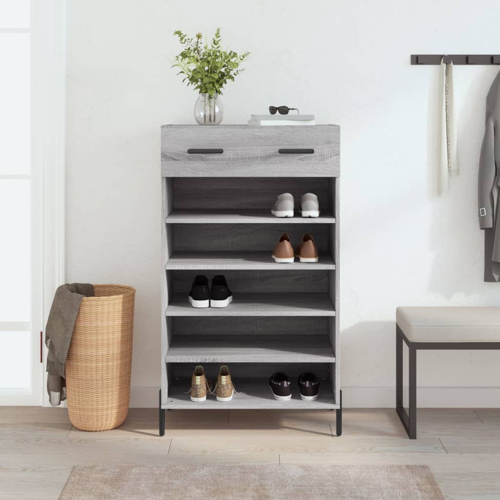 vidaXL Shoe Cabinet Grey Sonoma 60x35x105 cm Engineered Wood