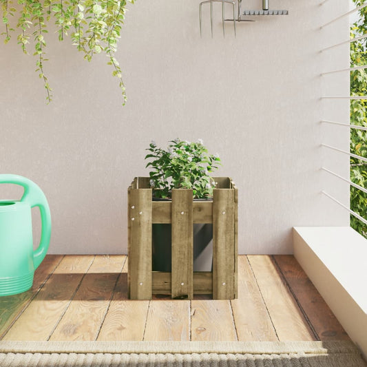 vidaXL Garden Planter with Fence Design 30x30x30 cm Impregnated Wood Pine