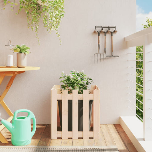 vidaXL Garden Planter with Fence Design 50x50x50 cm Solid Wood Pine