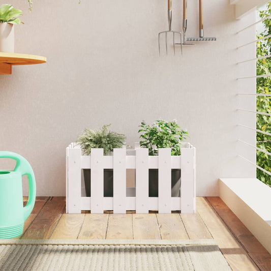 vidaXL Garden Planter with Fence Design White 60x30x30 cm Solid Wood Pine