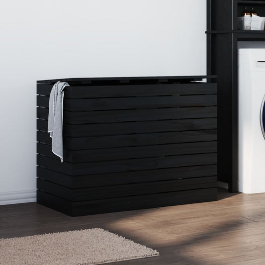 vidaXL Laundry Basket Black 88.5x44x66 cm Solid Wood Pine