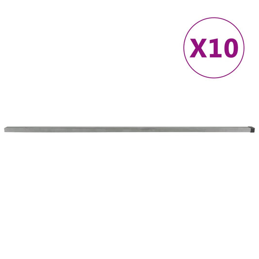 vidaXL Garden Fence Posts 10 pcs Silver 220 cm Steel