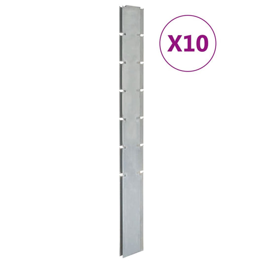 vidaXL Garden Fence Posts 10 pcs Silver 180 cmŒæGalvanised Steel