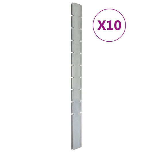 vidaXL Garden Fence Posts 10 pcs Silver 240 cm ŒæGalvanised Steel