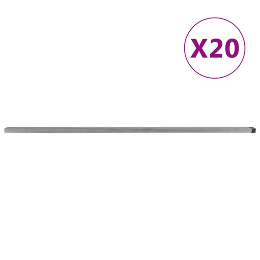 vidaXL Garden Fence Posts 20 pcs Silver 220 cm Steel