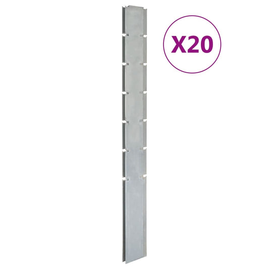 vidaXL Garden Fence Posts 20 pcs Silver 180 cmŒæGalvanised Steel