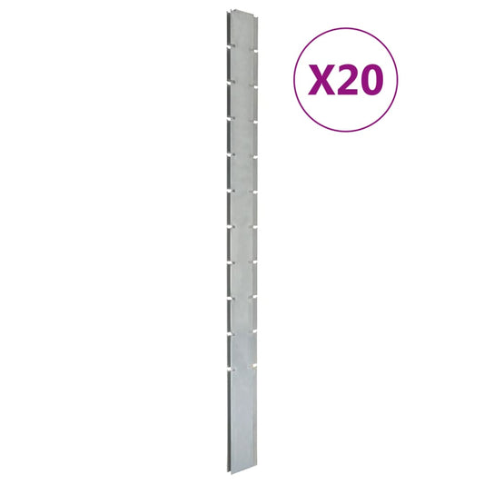 vidaXL Garden Fence Posts 20 pcs Silver 260 cmŒæGalvanised Steel