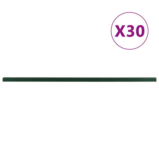 vidaXL Garden Fence Posts 30 pcs Green 240 cm Steel