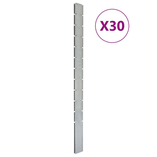 vidaXL Garden Fence Posts 30 pcs Silver 280 cmŒæGalvanised Steel