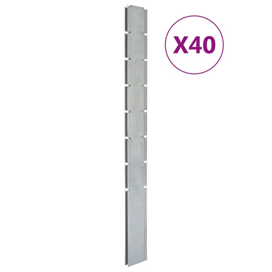 vidaXL Garden Fence Posts 40 pcs Silver 200 cmŒæGalvanised Steel