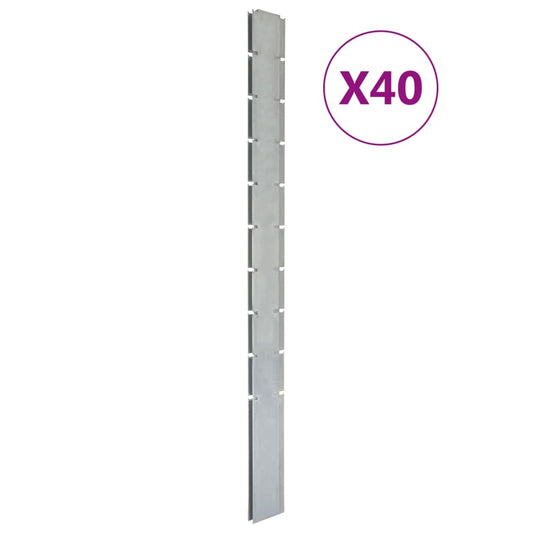 vidaXL Garden Fence Posts 40 pcs Silver 240 cm ŒæGalvanised Steel