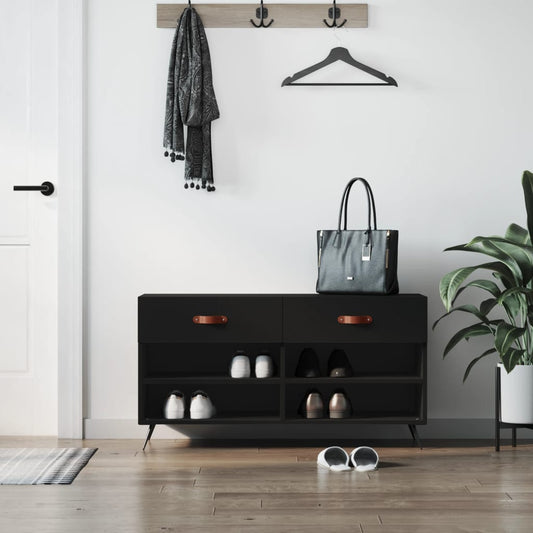 vidaXL Shoe Bench Black 102x35x55 cm Engineered Wood