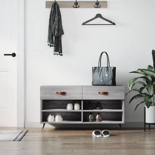 vidaXL Shoe Bench Grey Sonoma 102x35x55 cm Engineered Wood