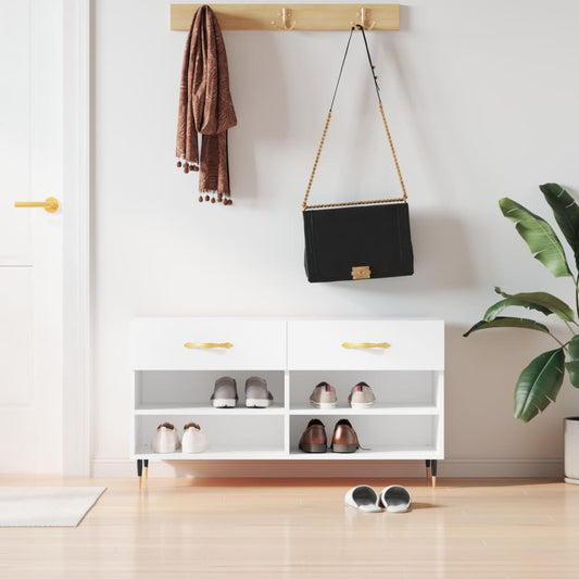 vidaXL Shoe Bench White 102x35x55 cm Engineered Wood