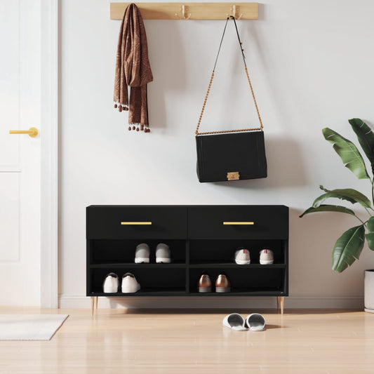 vidaXL Shoe Bench Black 102x35x55 cm Engineered Wood