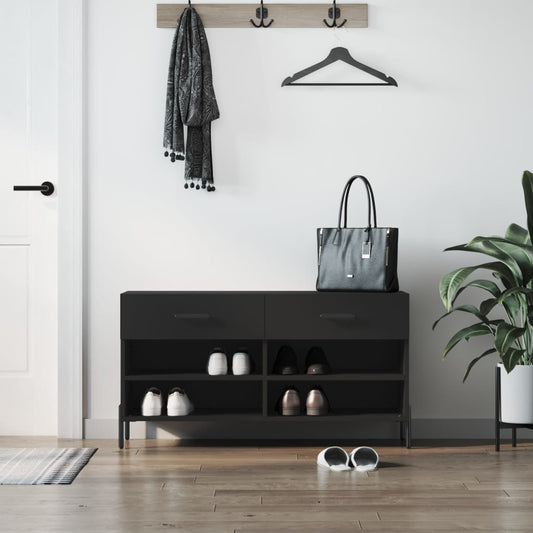 vidaXL Shoe Bench Black 102x35x55 cm Engineered Wood