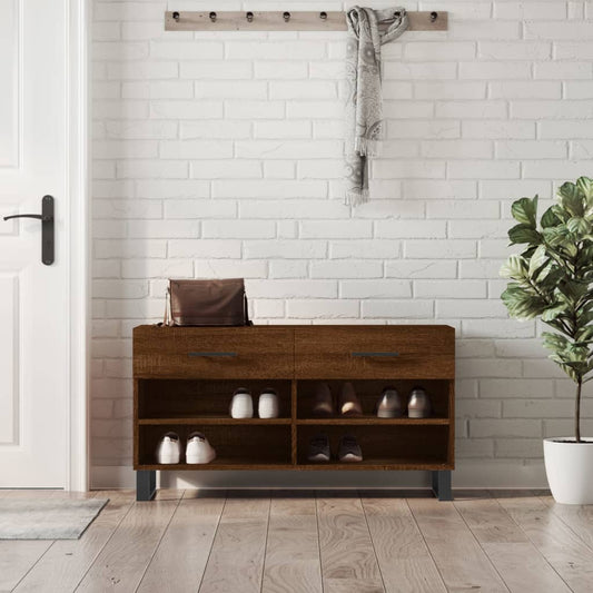 vidaXL Shoe Bench Brown Oak 102x35x55 cm Engineered Wood