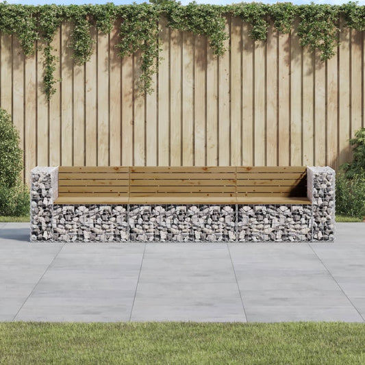 vidaXL Garden Bench Gabion Design 287x71x65.5 cm Impregnated Wood Pine