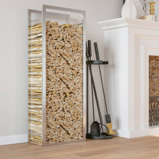 vidaXL Firewood Rack 50x28x132 cm Stainless Steel