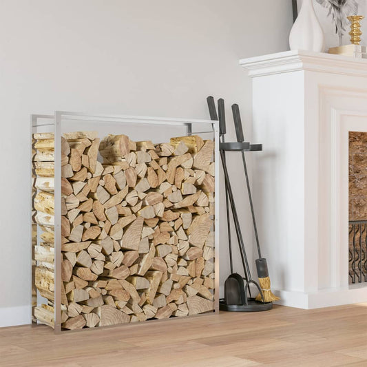 vidaXL Firewood Rack 110x28x116 cm Stainless Steel