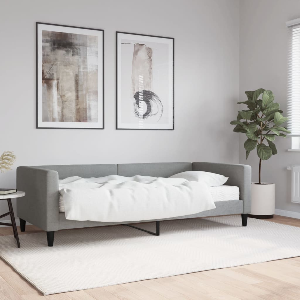 vidaXL Daybed with Mattress Light Grey 90x190 cm Fabric