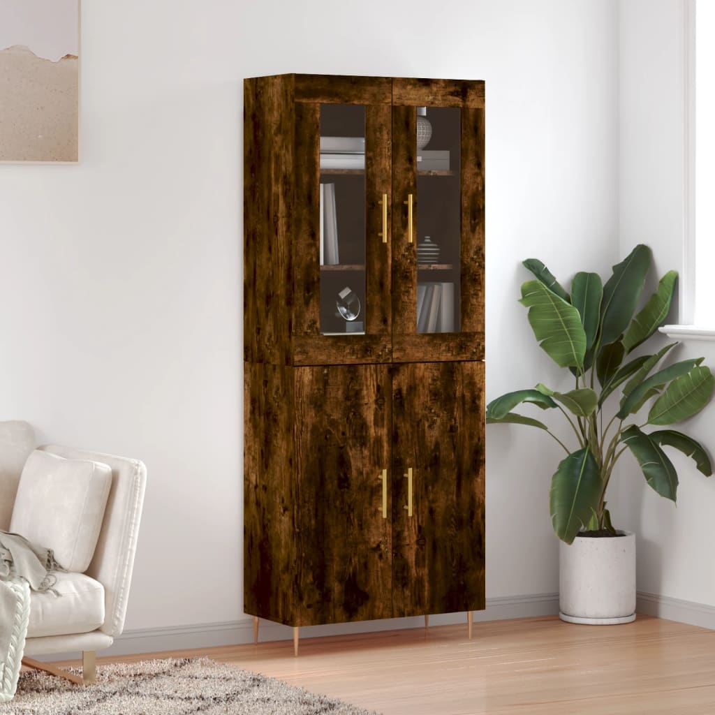 vidaXL Highboard Smoked Oak 69.5x34x180 cm Engineered Wood