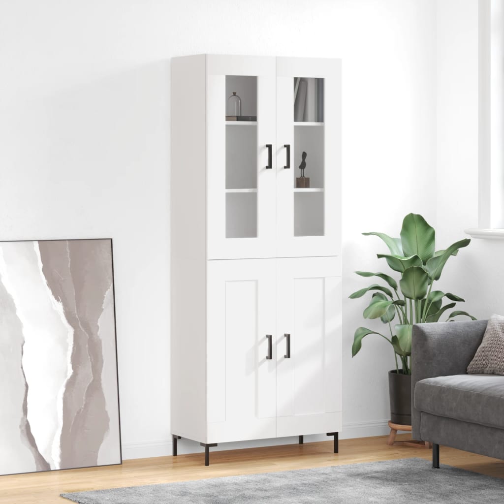 vidaXL Highboard High Gloss White 69.5x34x180 cm Engineered Wood
