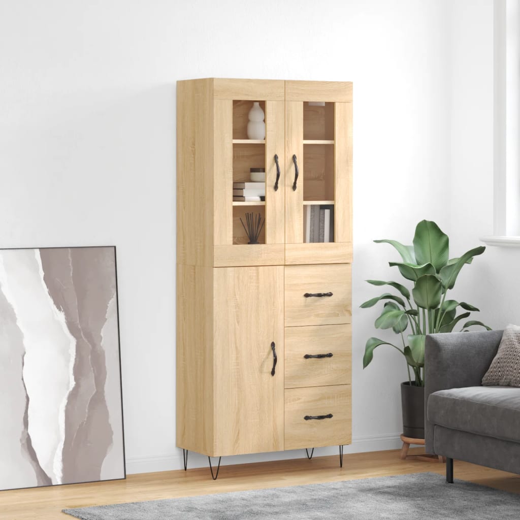 vidaXL Highboard Sonoma Oak 69.5x34x180 cm Engineered Wood