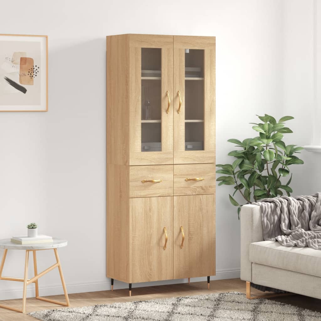 vidaXL Highboard Sonoma Oak 69.5x34x180 cm Engineered Wood